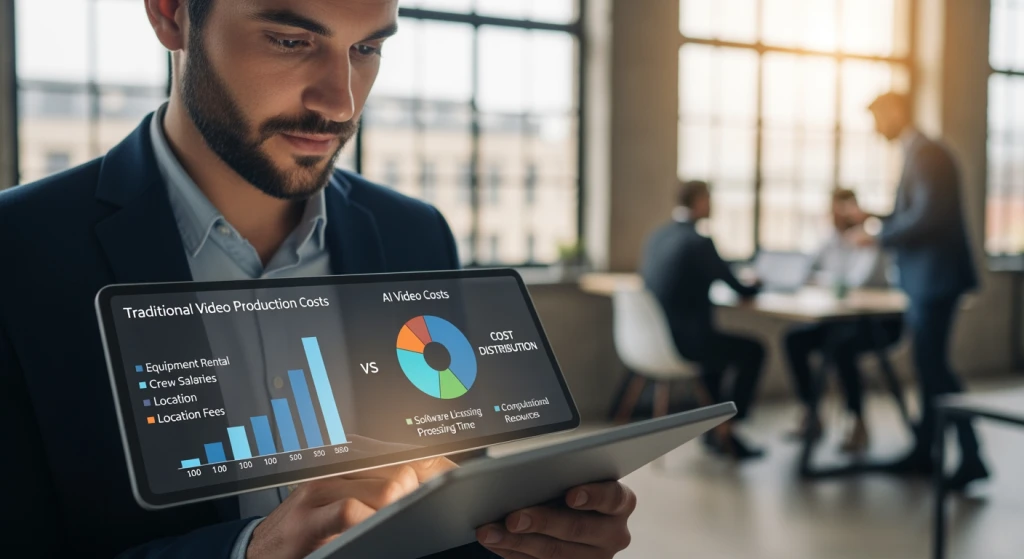 Kosten-Nutzen-Analyse für KI-Video-Tools auf Tablet