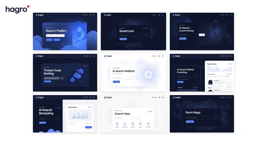 Multiple AI platform logos and interfaces including ChatGPT, Google AI, Perplexity, and Bing Copilot