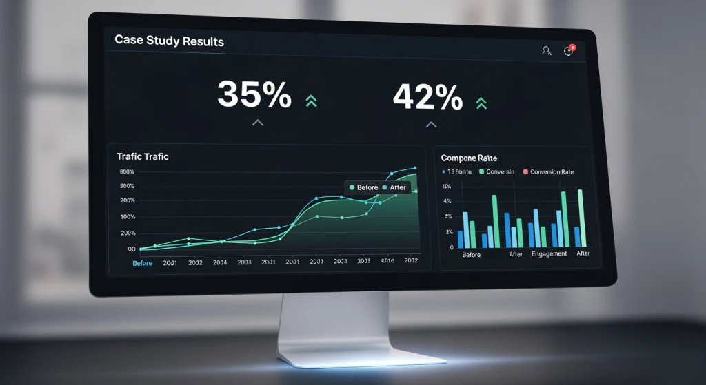 Case study results showing organic traffic increases from strategic internal linking