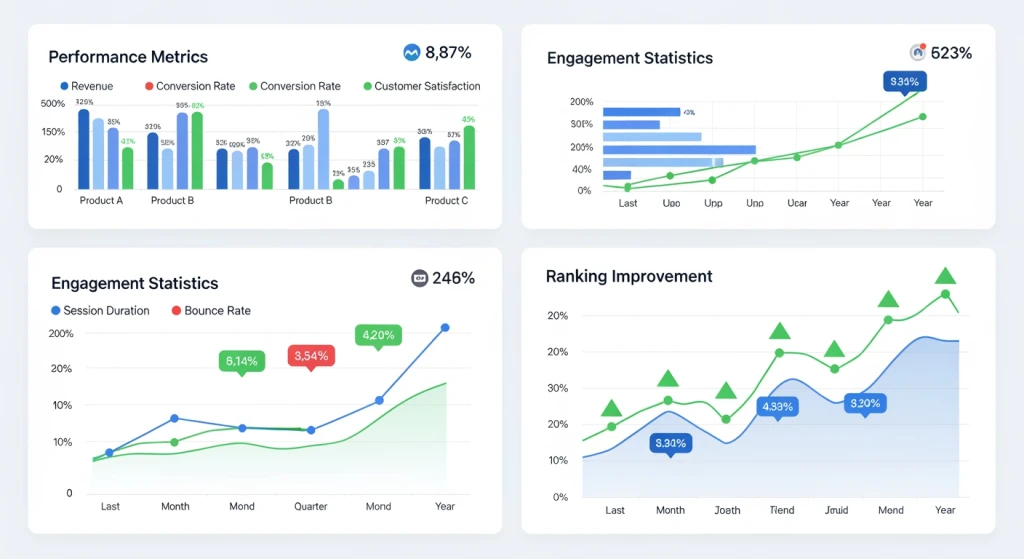 Comparison chart showing performance metrics between high-quality AI content versus generic human-written content