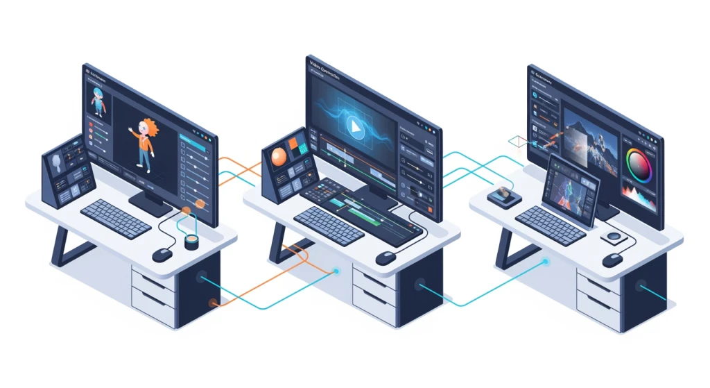 Three-stage AI film production pipeline with specialized tools
