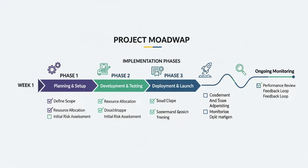 AI search engine optimization implementation roadmap with timeline and actionable steps for SEO managers