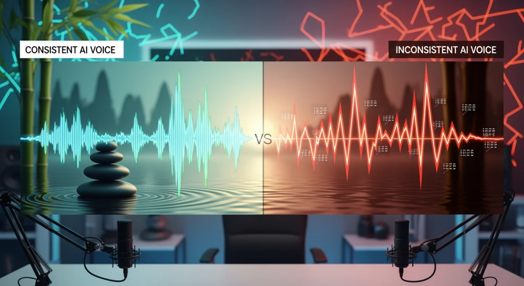 Content creator frustrated by inconsistent AI voice changes disrupting meditation video production
