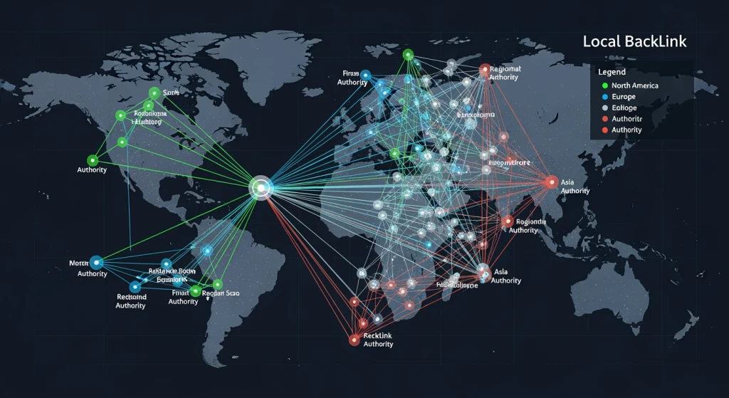 Local backlink building strategy visualization showing regional authority and link networks