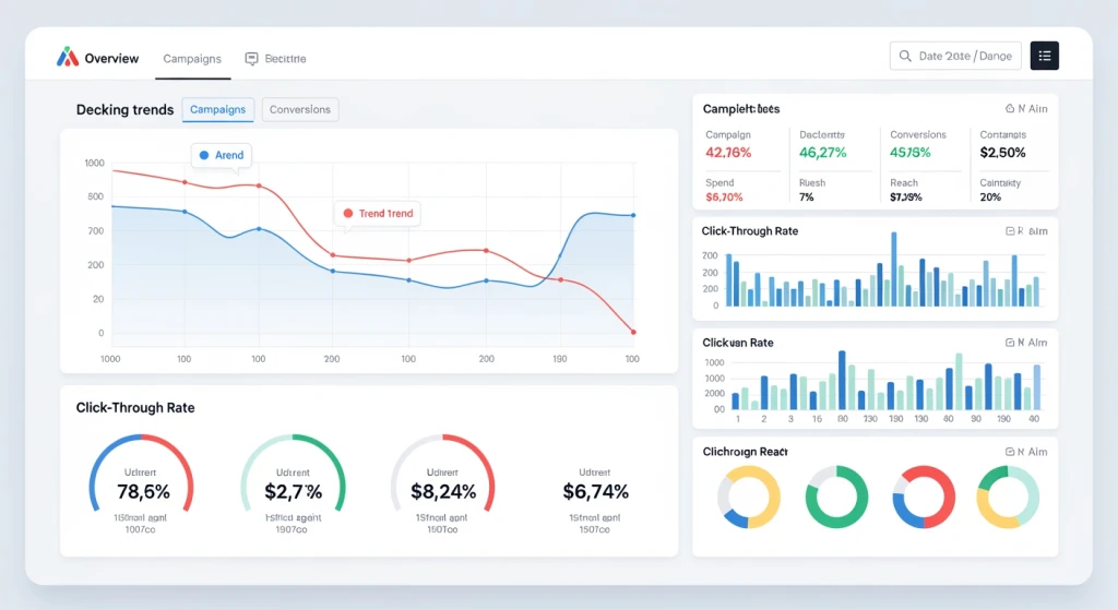 Marketing data analysis showing declining click-through rates and campaign performance