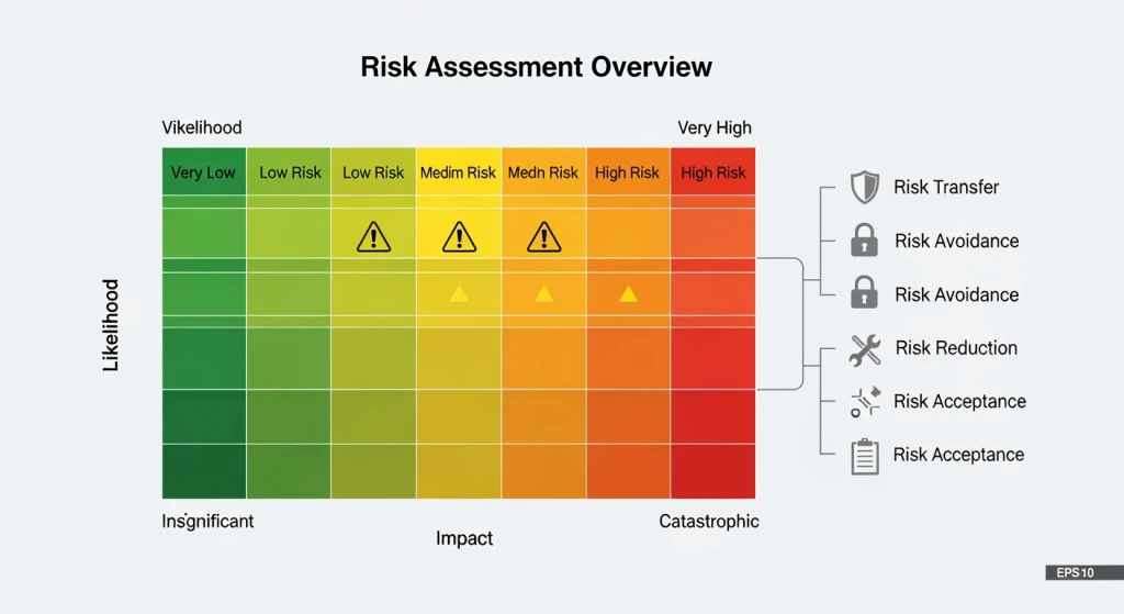 Risk assessment framework for AI avatar training implementation showing potential challenges and mitigation strategies