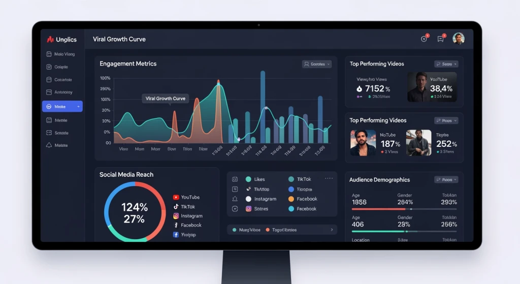 Success metrics and analytics dashboard showing viral music video performance