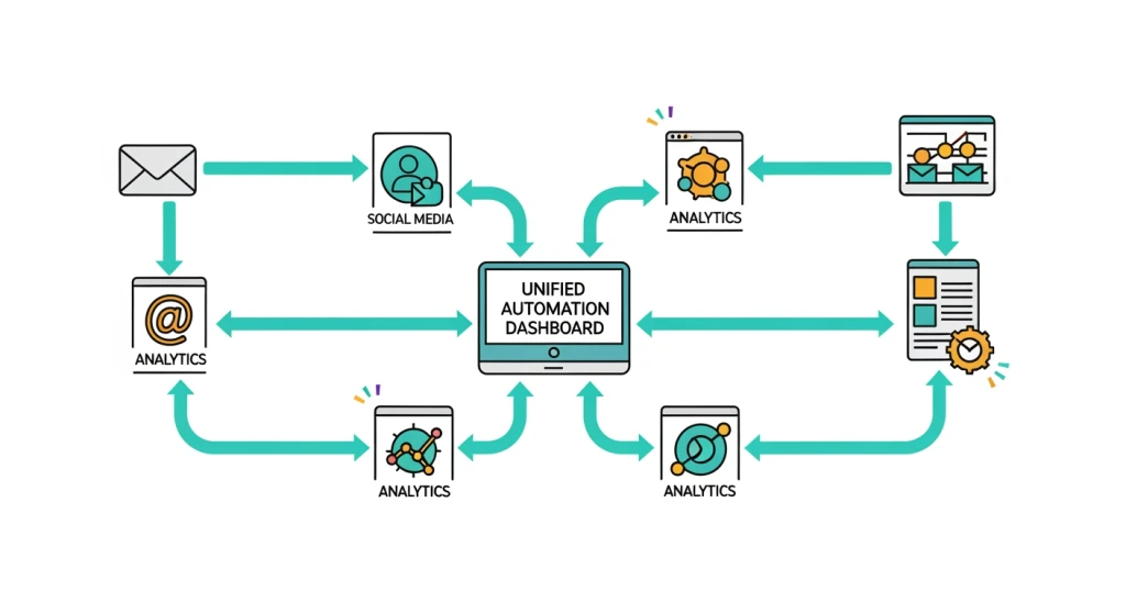 Marketing automation workflow diagram for managing two business units efficiently