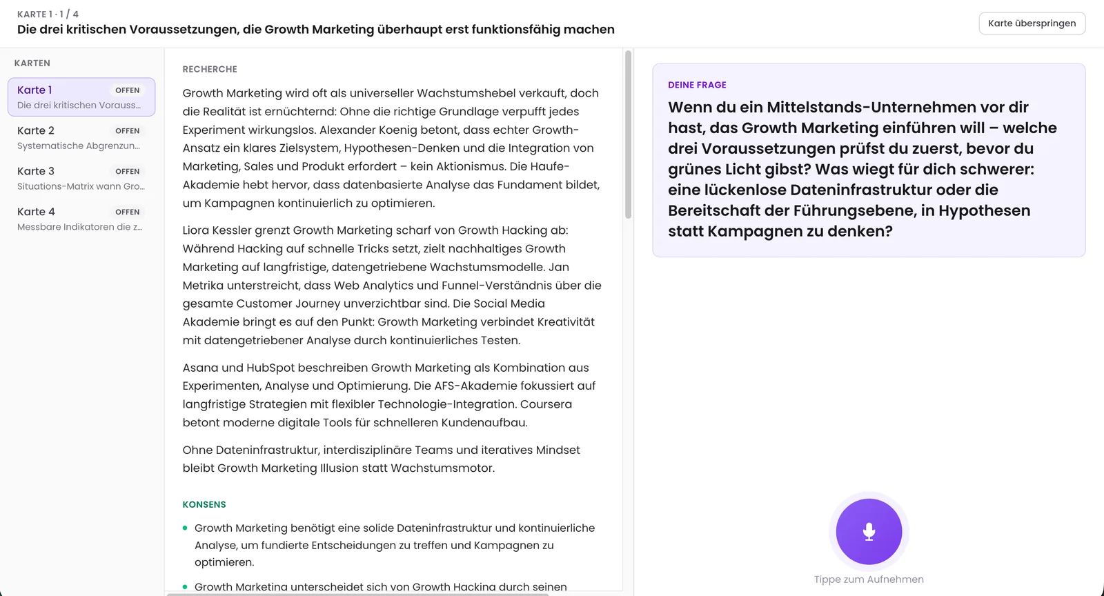 Answering the guided interview questions in AI Redaktion